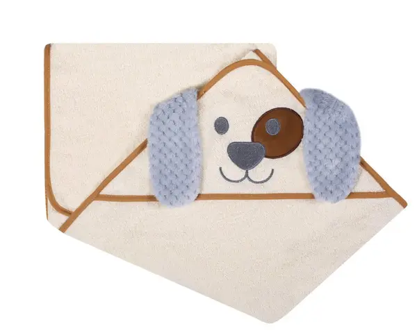 Prosop de baie cu gluga cu urechi din bumbac 80x80 cm Ecru Dog