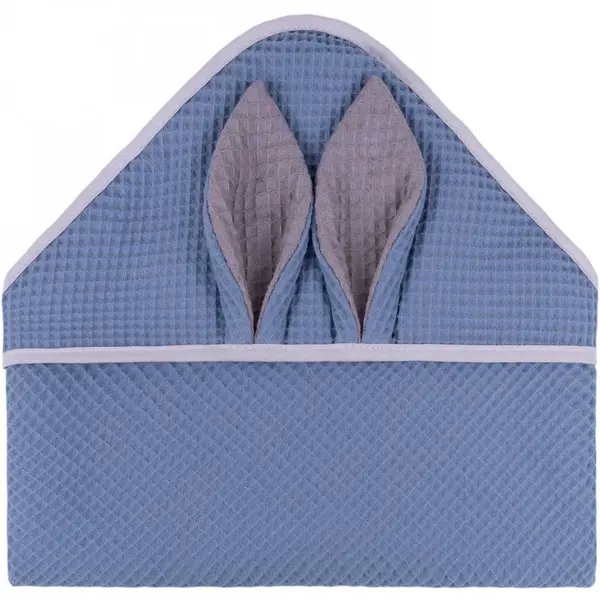 Prosop de baie Infantilo cu gluga Waffle Bunny 80x80 cm albastru inchis