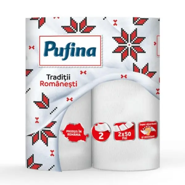 Prosop de Hartie Pufina Traditii Romanesti, 2 Straturi, 2 Role