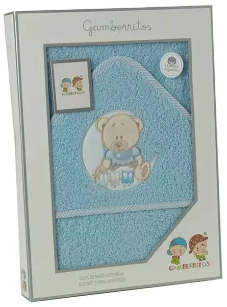 Prosop pentru bebeluși Gamberritos - Urs, 100 х 100 cm, albastru