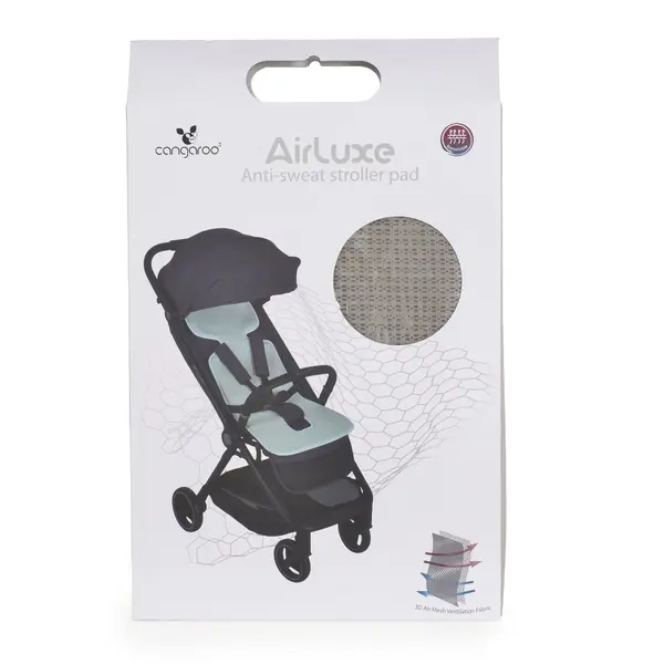 Protectie antitranspiratie Cangaroo AirLuxe Universal Grey pentru carucior, material 3D special, reduce transpiratia, potrivire universala