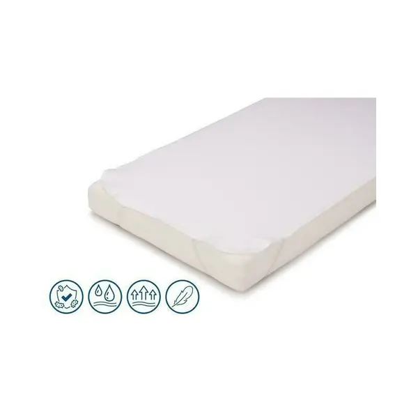 Protectie impermeabila, Petite&Mars, Pentru saltele de 120x60, Cu benzi elastice, Alb