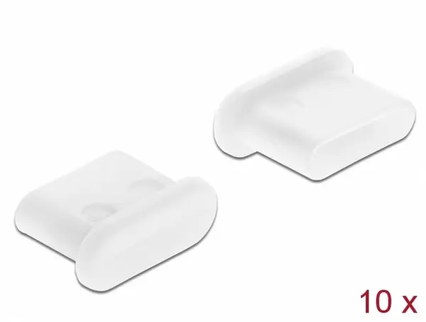 Protectie impotriva prafului pentru conector USB-C mama Alb set 10 buc, Delock 64095