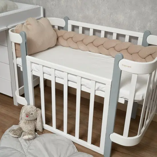 Protectie laterala bej impletita Twins tip cosita, cu 3 fire 200 cm