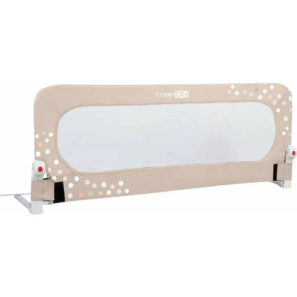 Protectie laterala pat, FreeON, Pentru bebe, Rabatabila, Instalare usoara, Dimensiune 135 x 57 cm, Little Dots, Conform cu standardul european BS7972:2001+A12009, Beige