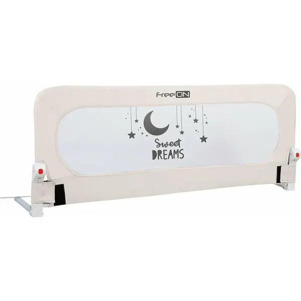 Protectie laterala pat, FreeON, Pentru bebe, Rabatabila, Instalare usoara, Dimensiune 135 x 57 cm, Sweet Dreams, Conform cu standardul european BS7972:2001+A12009, Light Beige
