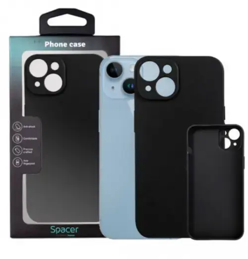 Protectie pentru spate Spacer SPPC-AP-IP14-TPU pentru Iphone 14, Negru