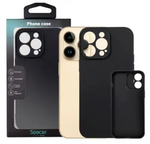 Protectie pentru spate Spacer SPPC-AP-IP14PM-TPU pentru Iphone 14 Pro Max, Negru