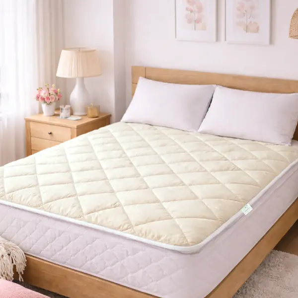 Protectie Saltea Lana Merino 100% LanaWool 180x200 cm 900 g mp Exterior Bumbac OekoTex Clasa 1 Topper Saltea, Crem Crem, 180x200 cm