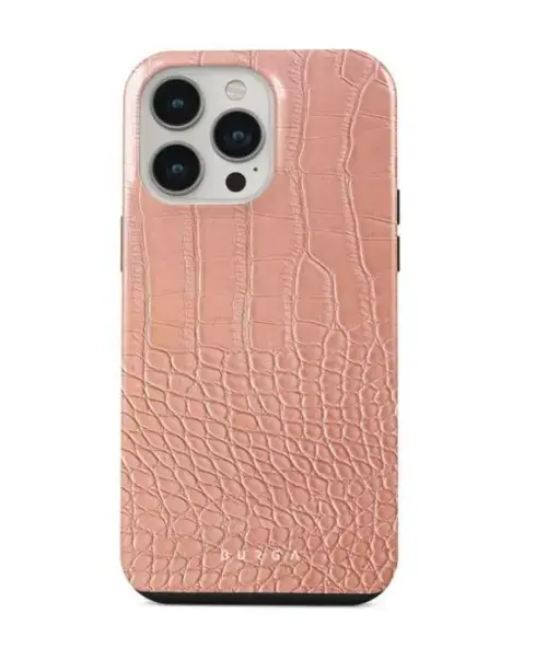 Protectie Spate Burga Dual Layer Pink Croco pentru Apple iPhone 14 Pro (Multicolor)