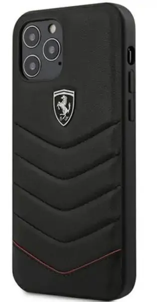 Protectie Spate Ferrari Off Track Quilted FEHQUHCP12LBK pentru Apple iPhone 12 Pro Max (Negru)