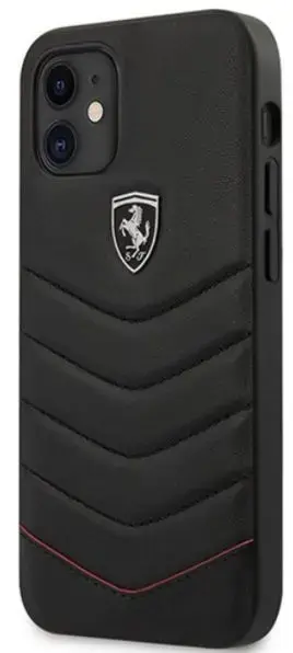 Protectie Spate Ferrari Off Track Quilted FEHQUHCP12SBK pentru Apple iPhone 12 mini (Negru)