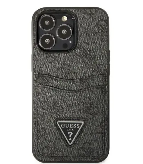 Protectie spate Guess 4G Saffiano Double Card pentru Apple iPhone 13 Pro (Negru)