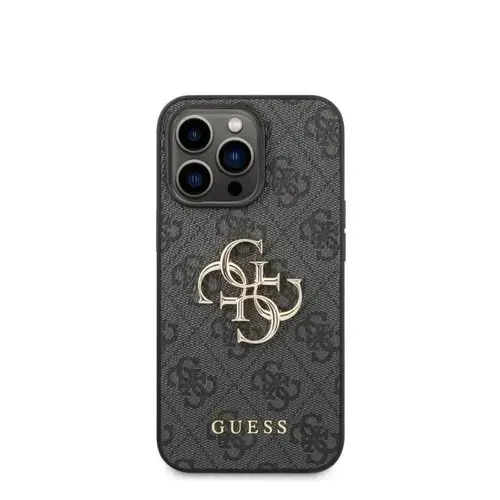 Protectie Spate Guess Leather Metal Logo pentru Apple iPhone 14 Pro Max (Negru)