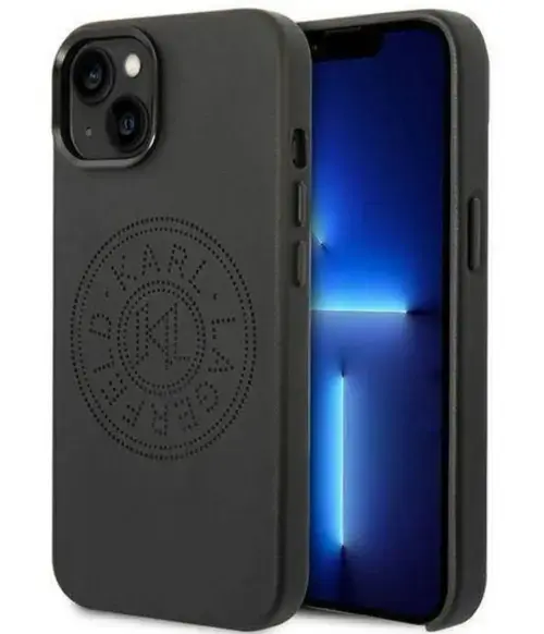 Protectie spate Karl Lagerfeld PU Leather Perforated Logo pentru Apple iPhone 14 Plus (Negru)