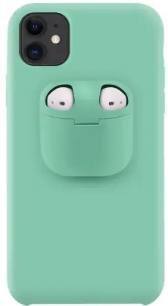 Protectie spate Lemontti Liquid Silicone EDA00159401H cu Apple AirPods Case pentru iPhone 11 (Verde deschis)