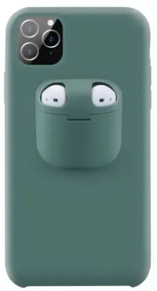 Protectie spate Lemontti Liquid Silicone EDA00159402I cu Apple AirPods Case pentru iPhone 11 Pro (Verde inchis)