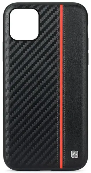 Protectie Spate Meleovo Carbon MLVCMXIPMBR pentru iPhone 11 Pro Max, placuta metalica integrata (Negru/Rosu)