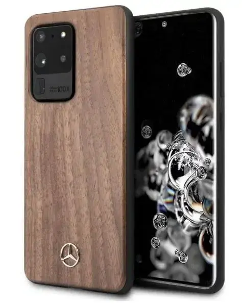 Protectie Spate Mercedes-Benz Wood pentru Samsung Galaxy S20 Ultra (Maro)