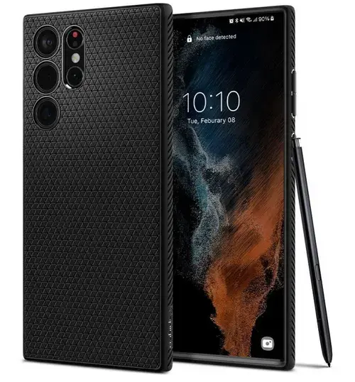 Protectie Spate Spigen Liquid Air pentru Samsung Galaxy S22 Ultra (Negru)