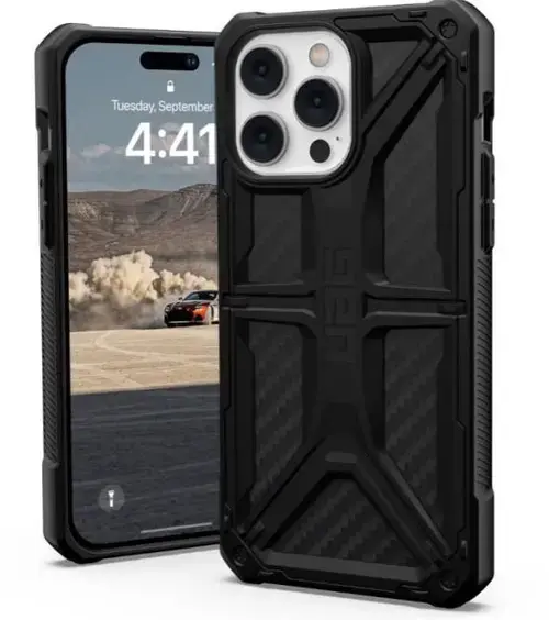 Protectie spate UAG Monarch Carbon Fiber pentru Apple iPhone 14 Pro Max, Magsafe (Negru)