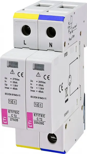 protectie supratensiuni etitec c t2 275/20 1+1 002440401