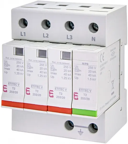 protectie supratensiuni etitec v t2 255/20 3+1 002442957
