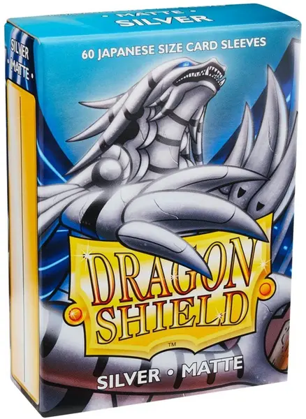 Protecții pentru cărți de joc Dragon Shield Sleeves - Small Matte Silver (60 buc.)