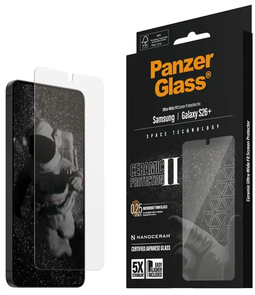 Protector de sticlă PanzerGlass – Ceramic w. EasyAligner, Galaxy S26 Plus