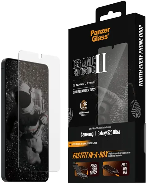 Protector de sticlă PanzerGlass – Ceramic w. FASTFIT IN-A-BOX, Galaxy S26 Ultra