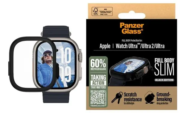 Protector de sticlă PanzerGlass - Full bodu slim, Apple Watch Ultra/Ultra 2, transparent