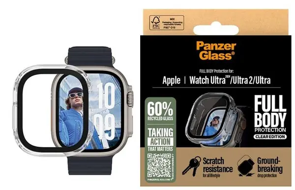 Protector de sticlă PanzerGlass - Snappie Full, Apple Watch Ultra/Ultra 2, transparent