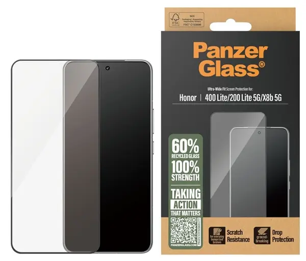 Protector de sticlă PanzerGlass - Ultra Wide Fit, Honor Lite, transparent