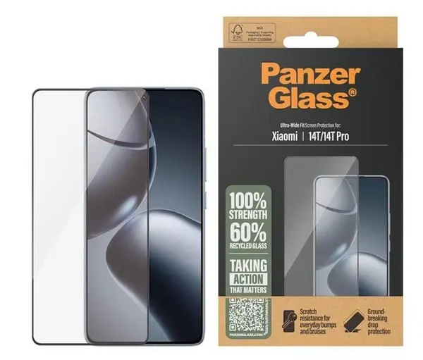 Protector de sticlă PanzerGlass - Ultra Wide Fit, Redmi 14T/ 14T Pro, transparent