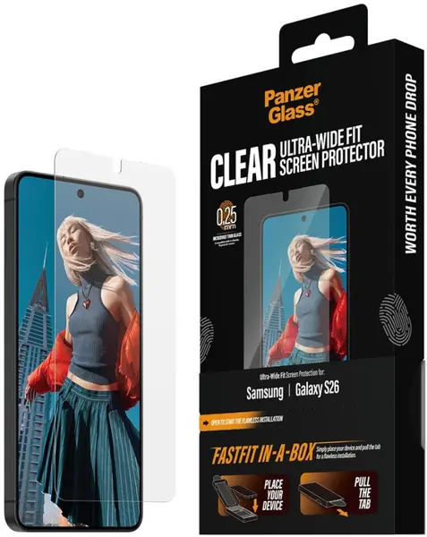 Protector de sticlă PanzerGlass – UWF w. FASTFIT IN-A-BOX, Galaxy S26