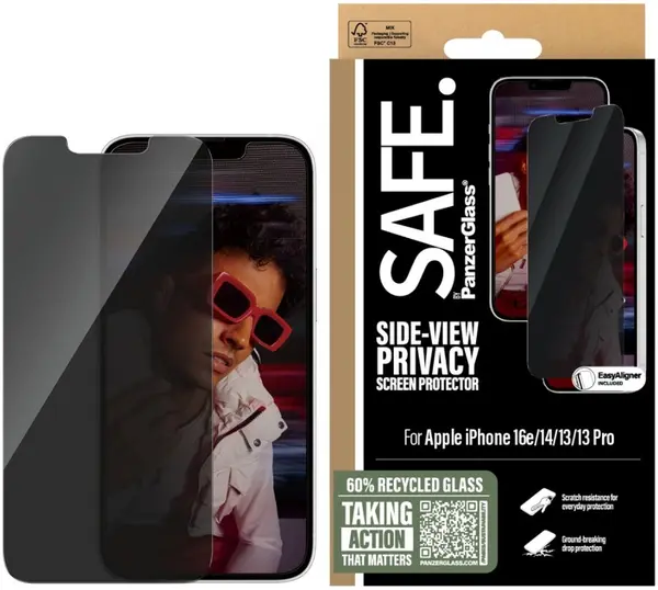 Protector de sticlă SAFE - Privacy UWF, iPhone 16e/14/13/13 Pro