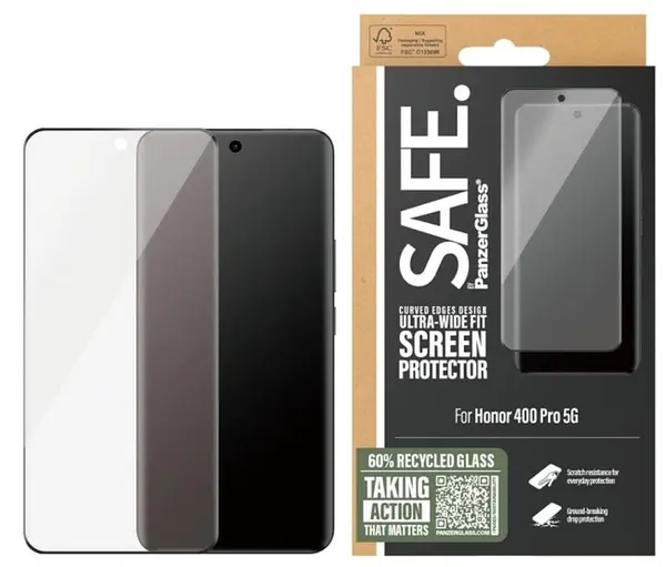 Protector de sticlă SAFE - Ultra Wide Fit, Honor 400 Pro, transparent