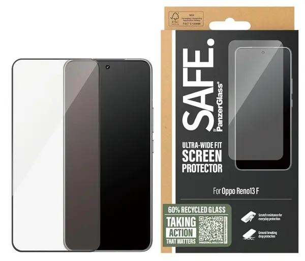 Protector de sticlă SAFE - Ultra Wide Fit, Oppo Reno 13F, transparent