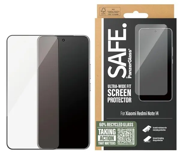 Protector de sticlă SAFE - Ultra Wide Fit, Redmi Note 14, transparent