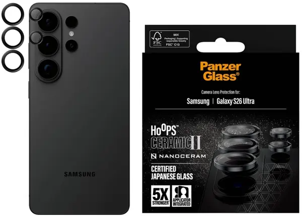 Protector pentru cameră PanzerGlass – Hoops Ceramic II, Galaxy S26 Ultra