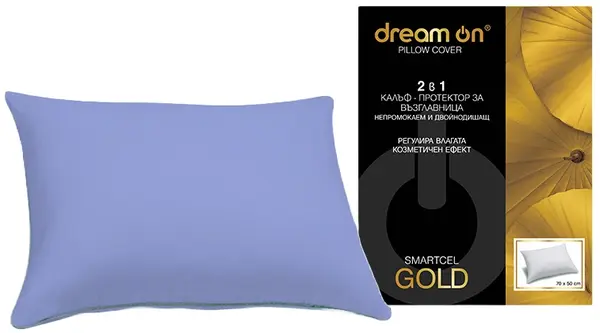 Protector pentru pernă Dream On - Smartcel Gold, 50 x 70 cm, albastru