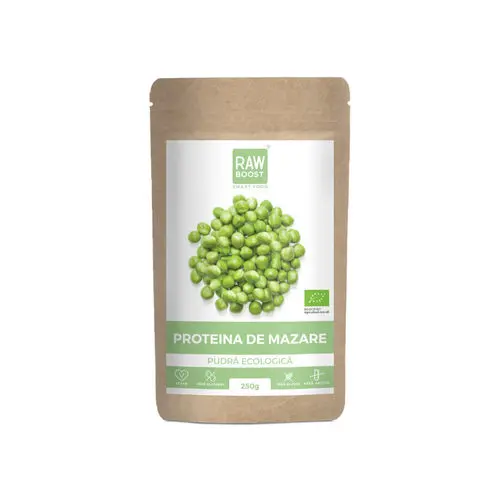 Proteină de Mazăre Pudră ECO - Creștere Masă Musculară, Pierdere în Greutate, 250g | Rawboost