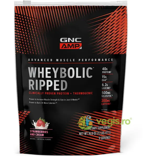 Proteina din Zer cu Aroma de Crema de Capsuni Amp Wheybolic Ripped 477g