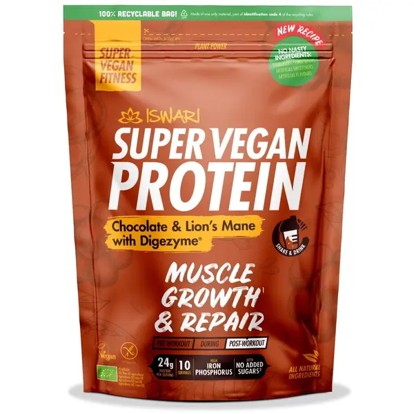 Proteina dupa Efort cu Ciocolata si Coama de Leu cu DigeZyme fara Gluten Ecologica/Bio 400g