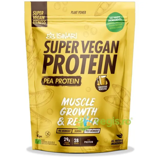 Proteina Super Vegan Potrivita dupa Efort din Mazare (Format Mediu) fara Gluten Ecologica/Bio 1kg