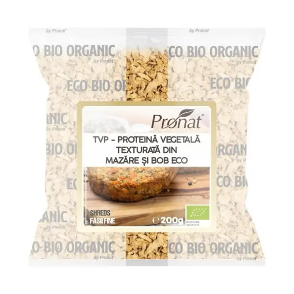 Proteina Vegetala Texturata din Mazare si Bob Bio, Fasii Fine, 200 g