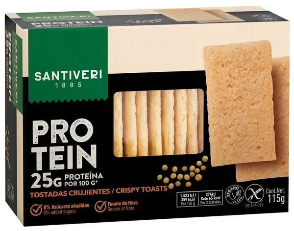 Proteine crisp toast, din linte și mazăre, 115 g, Santiveri
