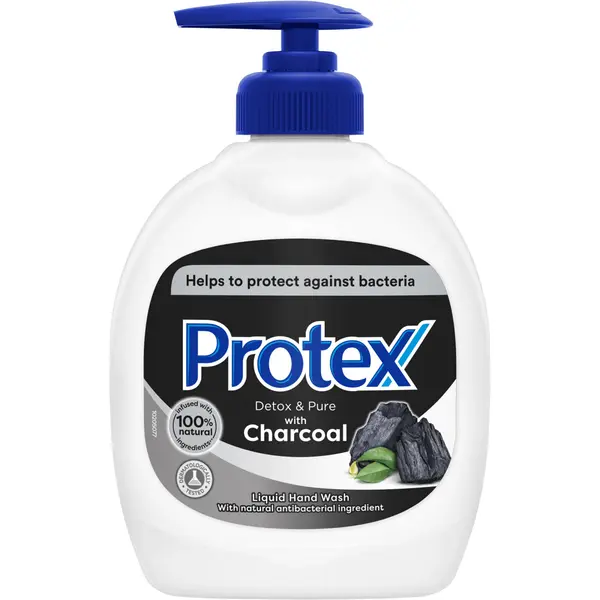 Protex Antibacterial Sapun lichid, 300 ml, Detox Pure witch Charcoal