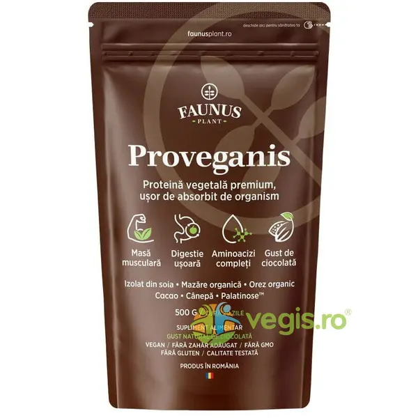 Proveganis Proteina Vegetala cu Aroma de Ciocolata Pudra 500g