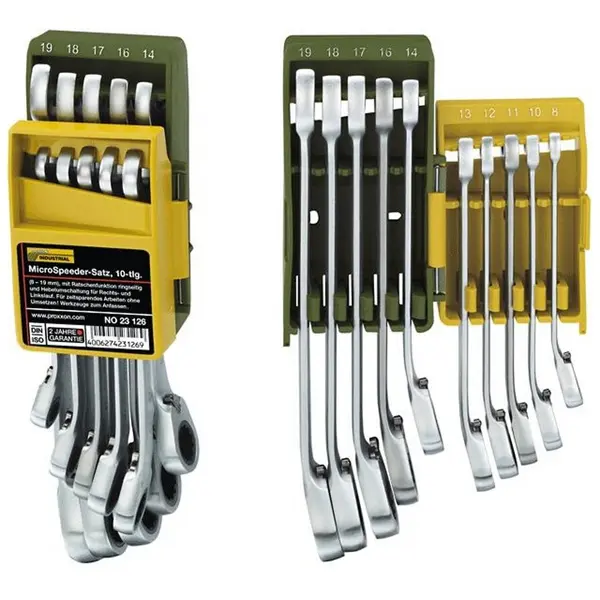 Proxxon Set chei combinate cu clichet, Proxxon 23126, 8-19mm, 10 piese